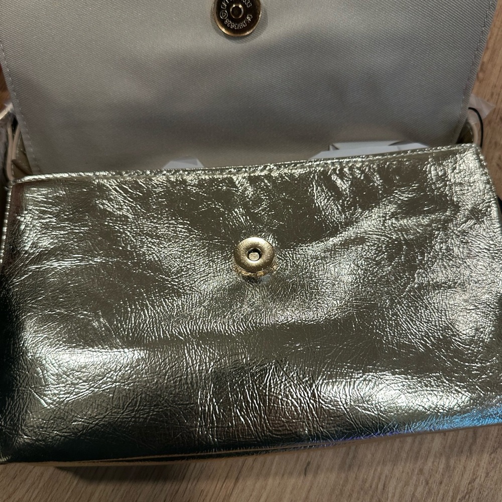 Nicole Miller gold metallic vegan leather shoulder purse bag NWT - Picture 5 of 6